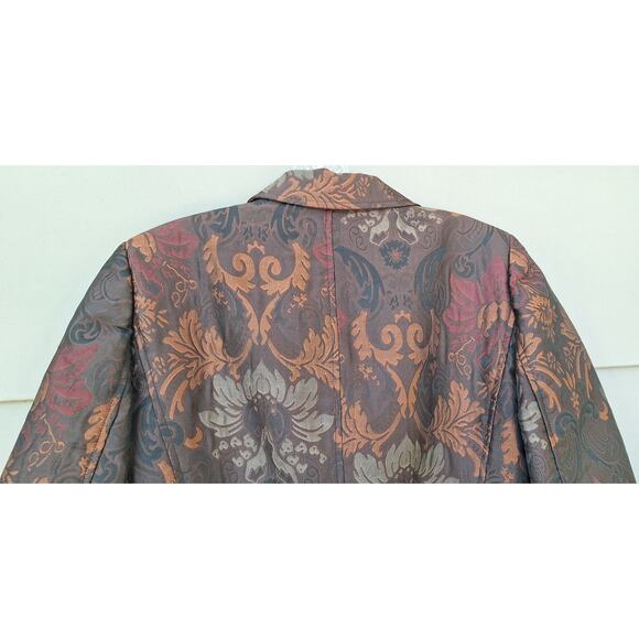 Vtg harve benard Women Tapestry Floral Blazer Jacket Brown Bronze Floral Size 10 - Picture 8 of 8